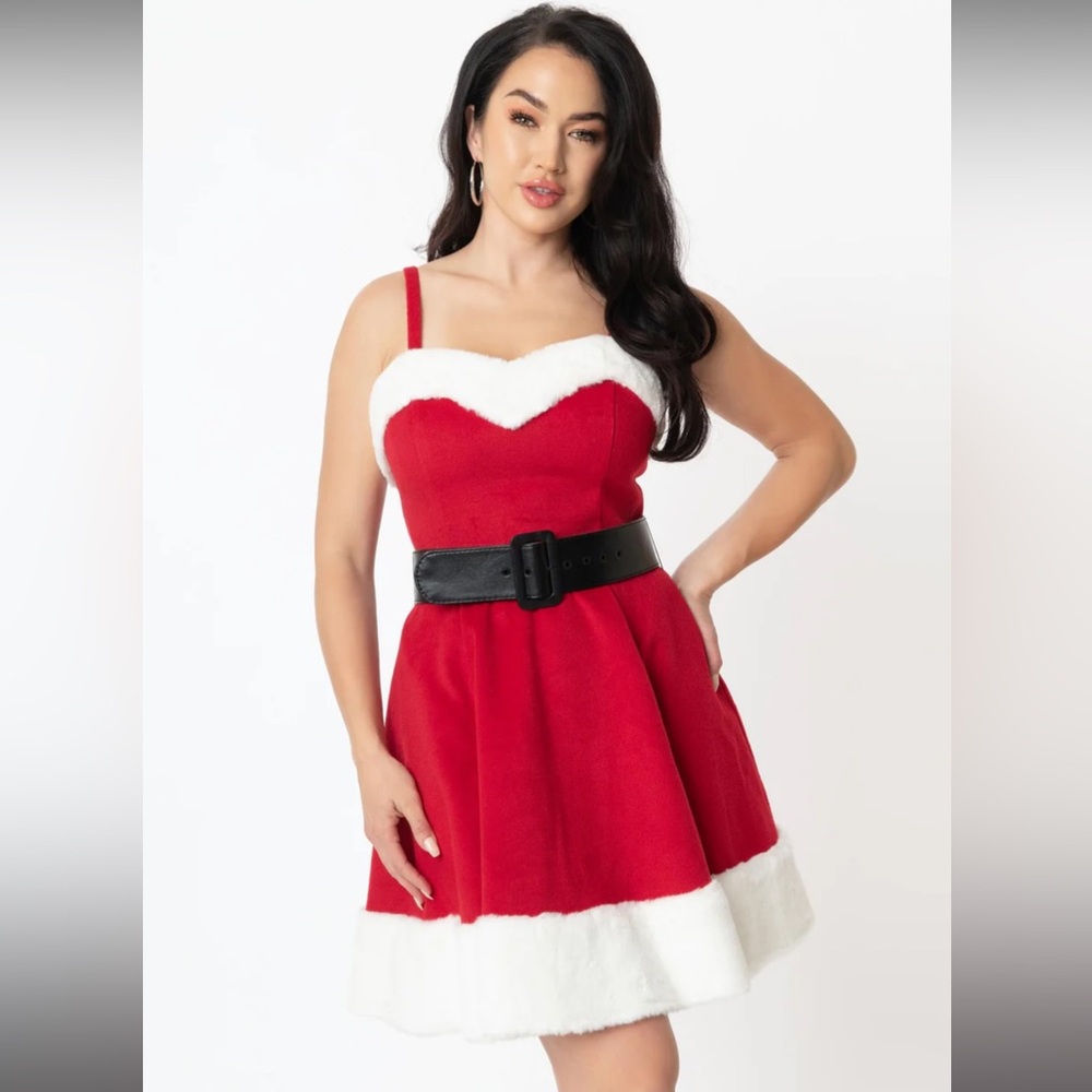 Unique Vintage Plus Size Red & White Glennie Fit & Flare Dress, Size 26/5X
